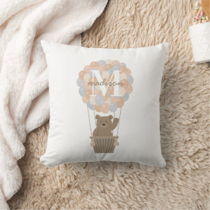 Süße Bären-Heißluftballons Monogramm geschlechtsne Kissen