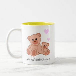 Süße Bären & Herzen auf weißer Babyparty Zweifarbige Tasse