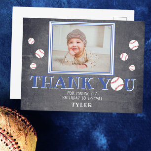 Süße Baseball-Schultafel-Geburtstags-Foto Danke Postkarte