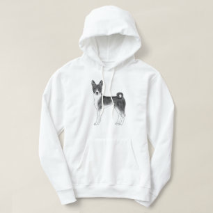 Süße Basenji-Hund-Illustration in Schwarz-Weiß Hoodie