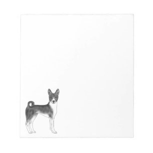 Süße Basenji-Hund-Illustration in Schwarz-Weiß Notizblock