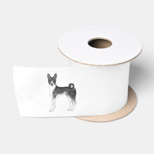 Süße Basenji-Hund-Illustration in Schwarz-Weiß Satinband