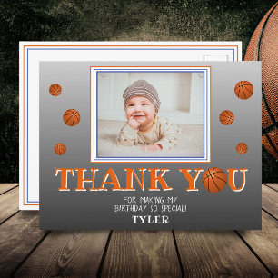 Süße Basketballkugeln Schultafel Foto Danke  Postkarte