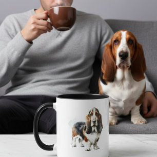 Süße Basset-Hound-Kunst Personalisierter Becher Tasse