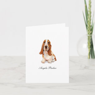 Süße Basset Hound Wasserfarbe gefaltete Dankeskart Dankeskarte