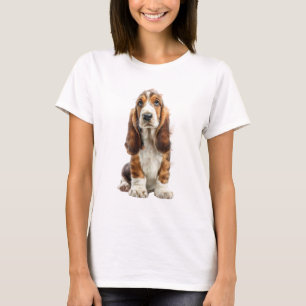 Süße Basset-Hound-Welpen-Illustration Frauen T-Shirt