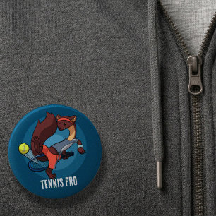 Süße Baummarder-Tennis-Profi-Trickshot-Cartoon Button