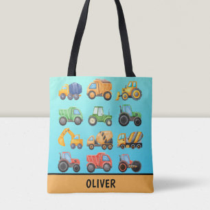 Süße Baustellenfahrzeuge Jungen Personalisiert Tasche