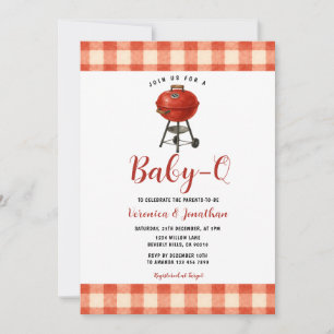 Süße BBQ-Baby-Party im Hinterhof Grill Rot Gingham Einladung
