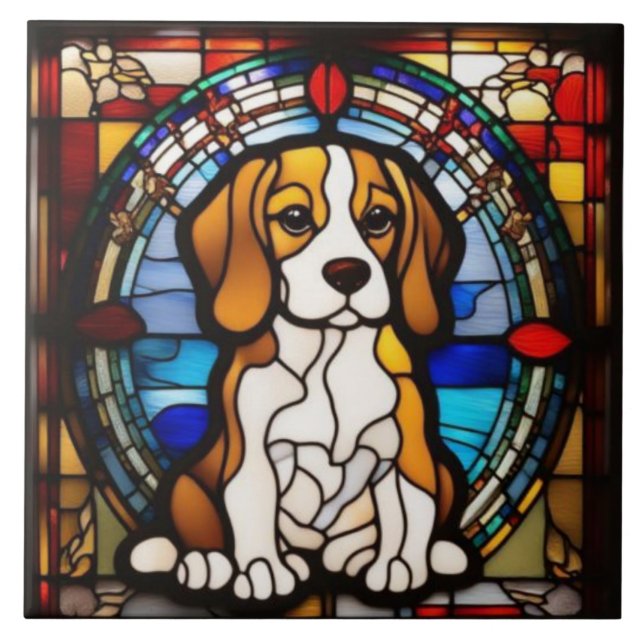 Süße Beagle-Dekorationskeramikfliese Fliese (Vorderseite)