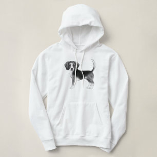 Süße Beagle-Hund-Illustration in Schwarz-Weiß Hoodie
