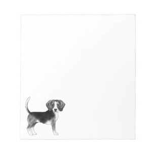 Süße Beagle-Hund-Illustration in Schwarz-Weiß Notizblock