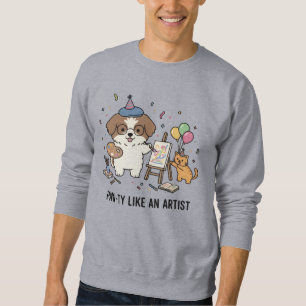 Süße Beagle-Maler-Hund & Kitten-Handwerk-Party-Kun Sweatshirt