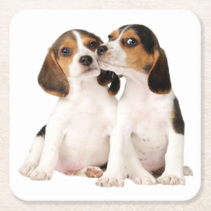Süße Beagle-Mutter-Hundliebhaber-Welpen-Vater-Welp Rechteckiger Pappuntersetzer
