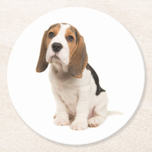 Süße Beagle-Mutter-Hundliebhaber-Welpen-Vater-Welp Runder Pappuntersetzer