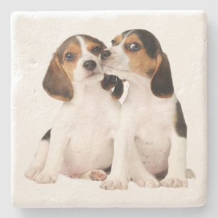 Süße Beagle-Mutter-Hundliebhaber-Welpen-Vater-Welp Steinuntersetzer