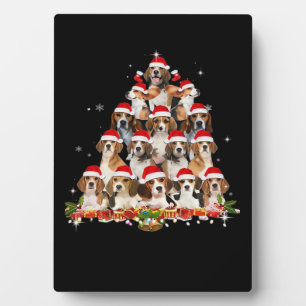 Süße Beagles Weihnachtsbaum Hund Santa Xmas Tee Lu Fotoplatte