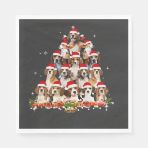 Süße Beagles Weihnachtsbaum Hund Santa Xmas Tee Lu Serviette