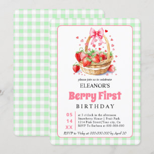 Süße Beeren zum ersten Geburtstag Erdbeeren für Mä Einladung