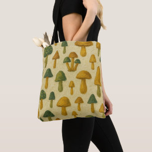 Süße beige, goldene und grüne Pilze  Tasche