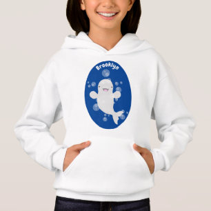 Süße Belugawalbubbles Cartoon-Illustration Hoodie