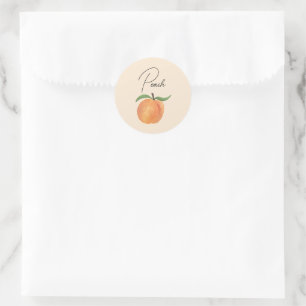 Süße bemalte Pfirsich-Frucht-Illustration Runder Aufkleber