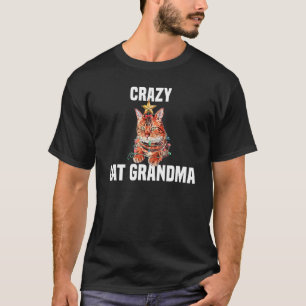 Süße Bengalkatze mit Lichterkette Verrückte Katzen T-Shirt