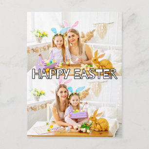 Süße benutzerdefinierte 2-Fotos-Familie Frohe Oste Postkarte