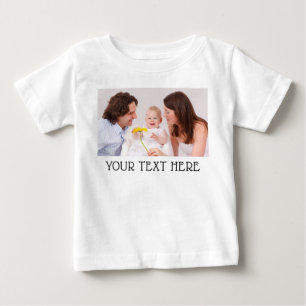 Süße benutzerdefinierte Foto- und Namens-Text Weiß Baby T-shirt