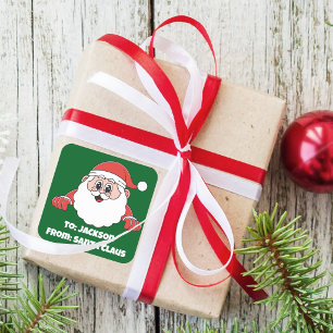 Süße benutzerdefinierte Grüne von Santa Claus Quadratischer Aufkleber