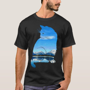 Süße Berglandschaft Katzen-Silhouette Katzen T-Shirt