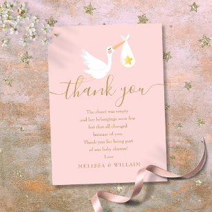 Süße besondere Lieferung Rosa Baby Shower Dankeskarte