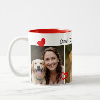 Süße beste Hundemutter-Herzen 3 Foto Zweifarbige Tasse