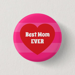 Süße beste Mutter aller Zeiten Rotes Herz und rosa Button