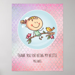 Süße BFF-Beste-Freundinnen-Kawaii-Geschenke für Mä Poster