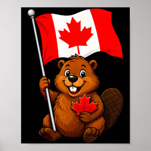 Süße Biber-Flagge patriotisches Ahornblatt Kanada- Poster