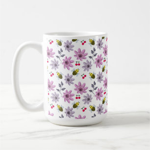 Süße Biene Florales Muster Cottagecore-Ästhetik Ro Kaffeetasse