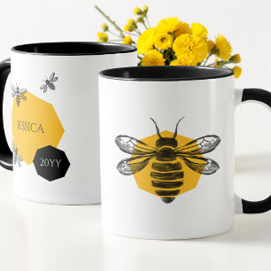 Süße Biene Gelber Honigwaben Name Jahr Tasse für F