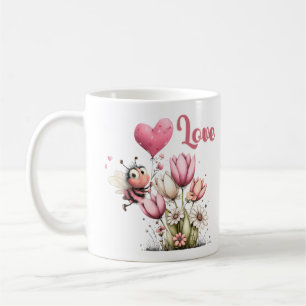 Süße Biene Liebe Herz & Floral Kaffeetasse