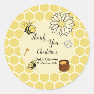Süße Biene mit süßem Honig Baby Shower Runder Aufkleber