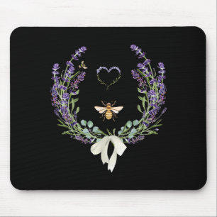 Süße Biene Schleife Lavendel Blume Herz Botanisch Mousepad