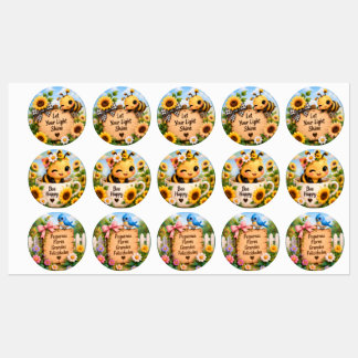 Süße Biene & Sonnenblume Inspirierendes Sticker-Se Etiketten