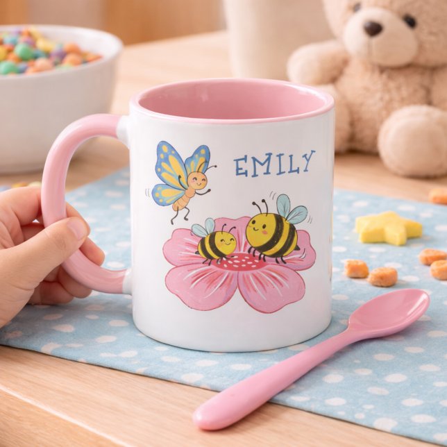 Süße Biene-und-Schmetterlings-Kinder Tasse (Von Creator hochgeladen)