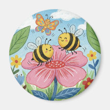 Süße Biene Whimsical Blumen Garten