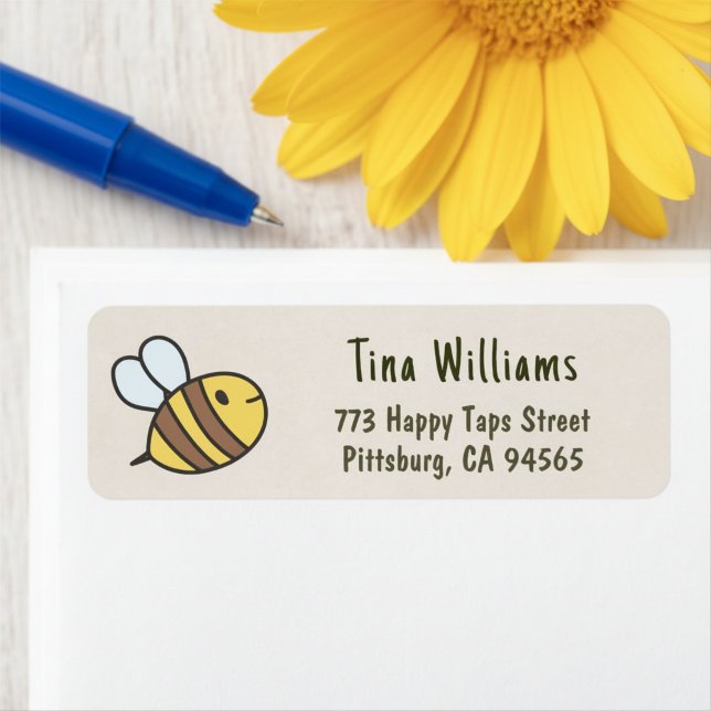 Süße Bienen Absenderetiketten (Whimsical bee return address labels.)