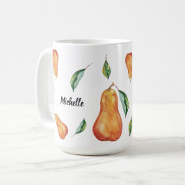 Süße Birnenmuster-Wasserfarbenkunst handgemalt Kaffeetasse