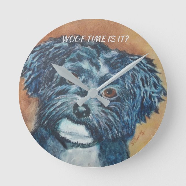 SÜSSE BLACK HAVANESE RUNDE WANDUHR (Vorderseite)