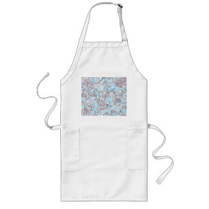 Süße blau-graue klassische Floral Lange Schürze