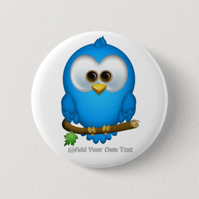 Süsse-Blau tweetet Vogel-personalisierte Knöpfe Button (Vorderseite)