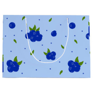 Süße Blaubeer-Botanik-Illustration auf Blau Große Geschenktüte